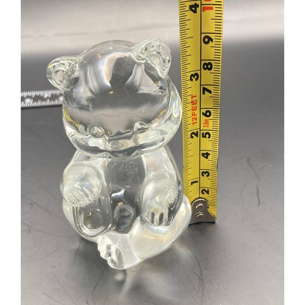 Fenton Clear Glass Art Sitting Bear 3 3/4" Tall Solid Paperweight Decorative - Picture 10 of 10